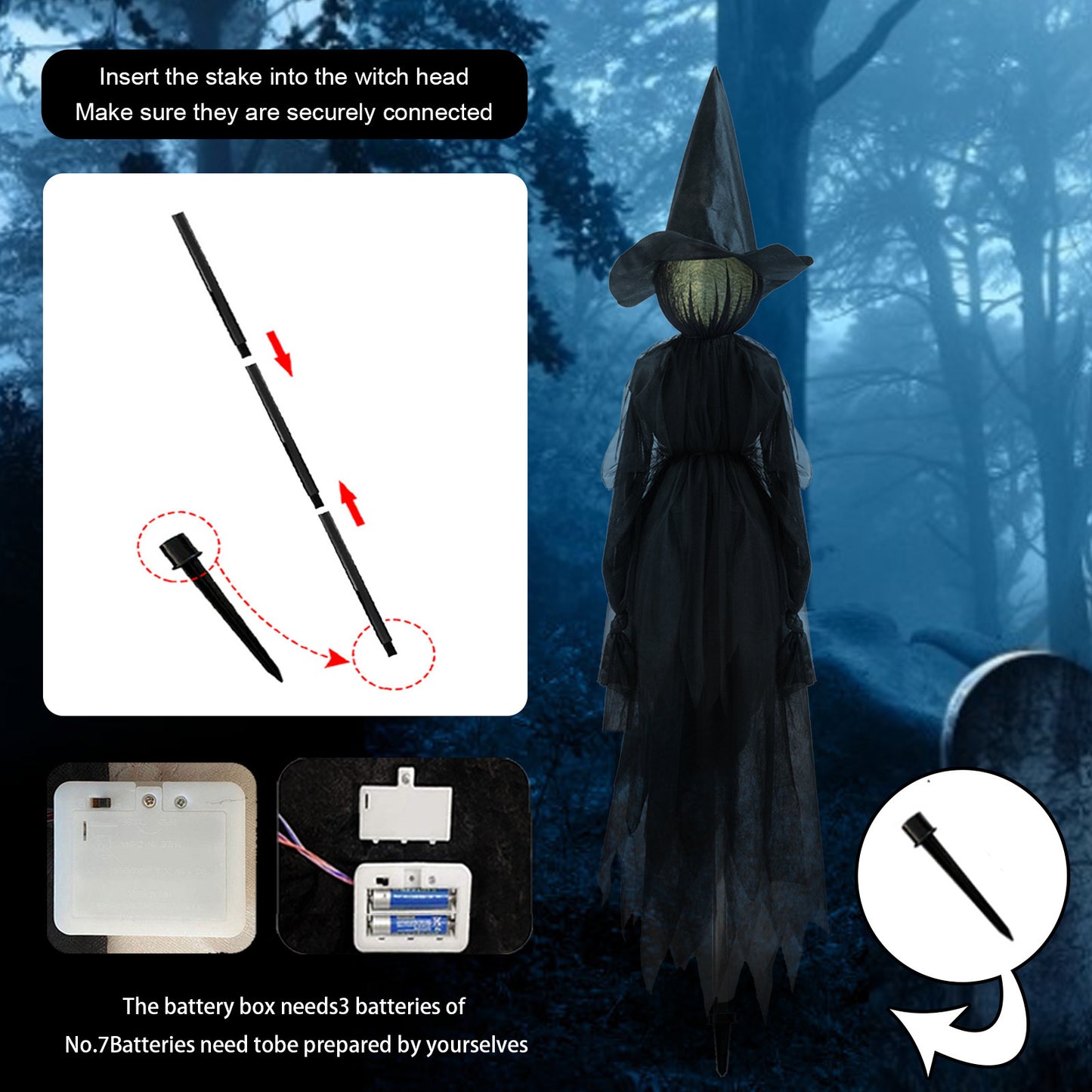 Halloween Colorful Luminous Three Hand-in-hand Witch Single Ghost