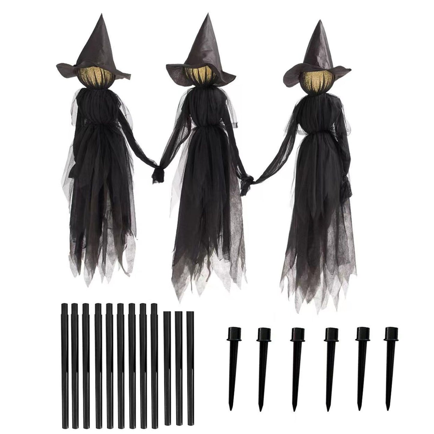 Halloween Colorful Luminous Three Hand-in-hand Witch Single Ghost